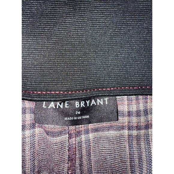 Lane Bryant Purple Tan Plaid Wide Leg Pants Preppy Career Fall size 26 - Picture 3 of 7